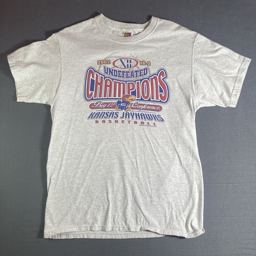 Vtg 2002 Lg Kansas KU Jayhawks Undefeated Basketball Big 12 Shirt L sportswear